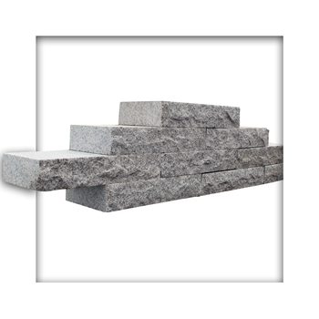 Mauerstein Granit G603 Naturstein hellgrau 40x20x7,5 cm gesägt Trockenmauer