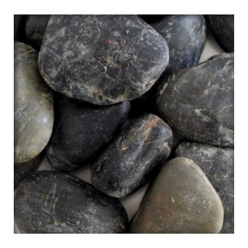 Glitter Stone Polierter Kiesel Glanzkies Flusskiesel Kieselsteine Ziersteine Gartenkies Zierkies schwarz 50/80 mm 5 kg
